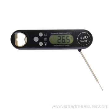 Digital Folding Instant Read Kitchen Meat Thermometer with Auto Rotating Display and Bottle Opener